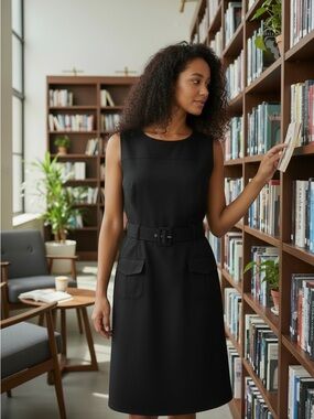 Merona  Sleeveless Black Belted Dress and NewYork & co jacket sz 16